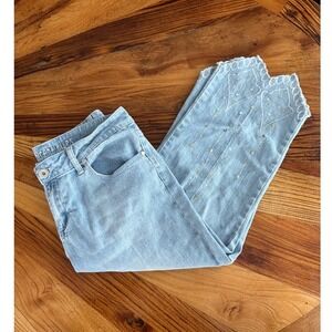 Y2K Americana Blues Women's Size 11 Light Wash Embellished Jeans Cropped